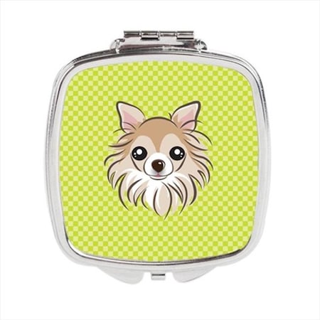 Carolines Treasures Carolines Treasures BB1313SCM Checkerboard Lime Green Chihuahua Compact Mirror; 2.75 x 3 x .3 In. BB1313SCM